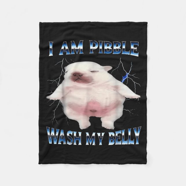 I Am Bble Wash My Belly Bble Meme Funny Dog Brainr Fleecedecke (Vorderseite)