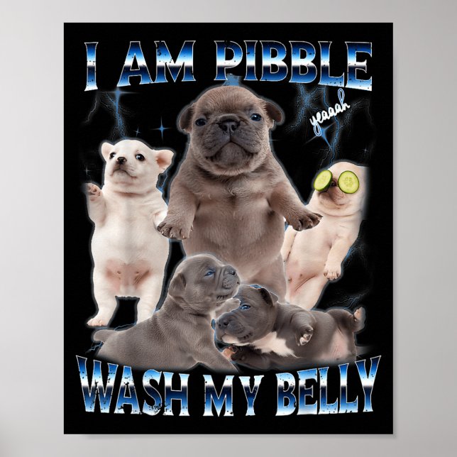I Am Bble Wash My Belly Funny Dog Clean My Belly M Poster (Vorne)