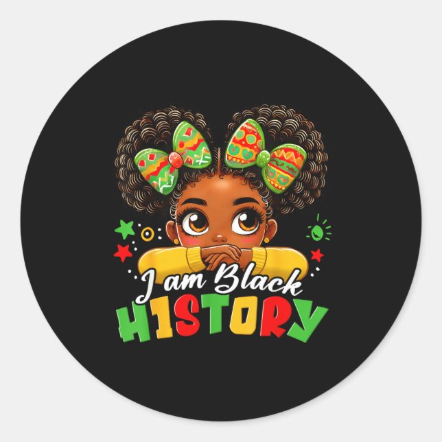 I Am Black History Kids Girls Womens Black History Runder Aufkleber (Vorderseite)