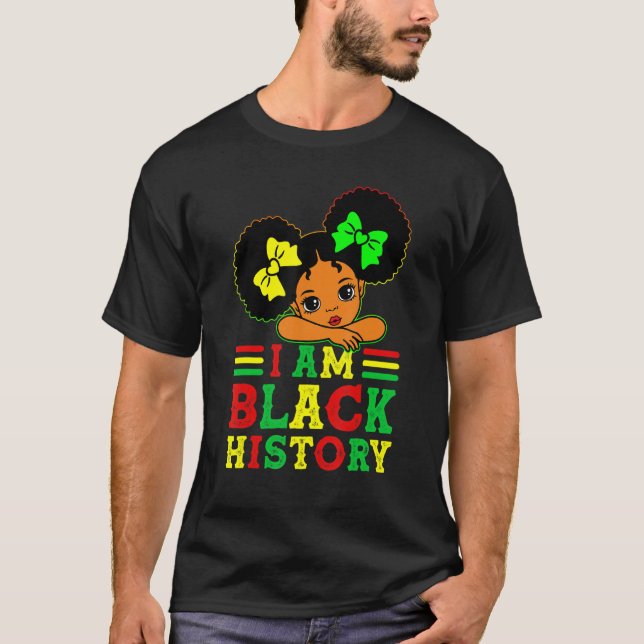 I Am Black History Month Kids Girls Queen African  T-Shirt (Vorderseite)