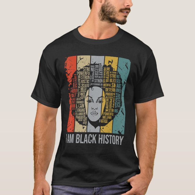 I Am Black History Month Proud Blessed Powerful Bl T-Shirt (Vorderseite)