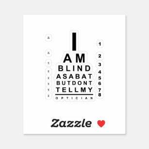 I am blind as a bat eye chart aufkleber