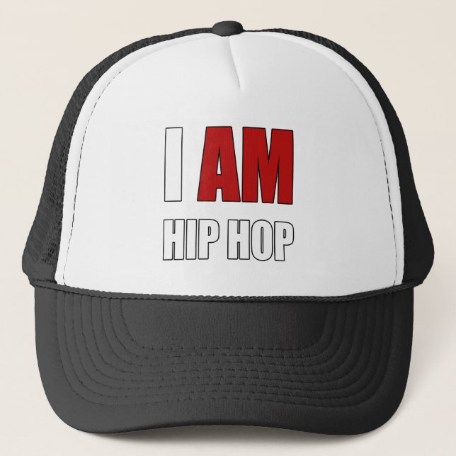 "I AM HIP HOP" RED LETTER TRUCKERKAPPE (Vorderseite)