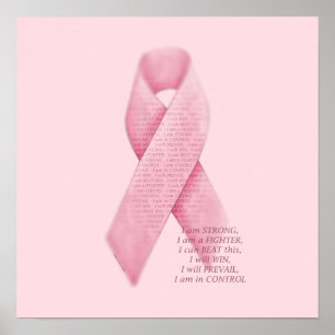 I AM, I CAN, I WILL, Cancer Pink Ribbon Print Poster
