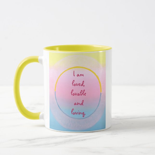 I am loved, lovable and loving affirmation mugs tasse (Links)