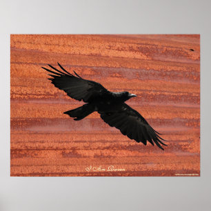 I AM RAVEN III Flying Black Raven Poster