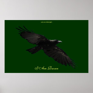 I AM RAVEN III Flying Black Raven Poster