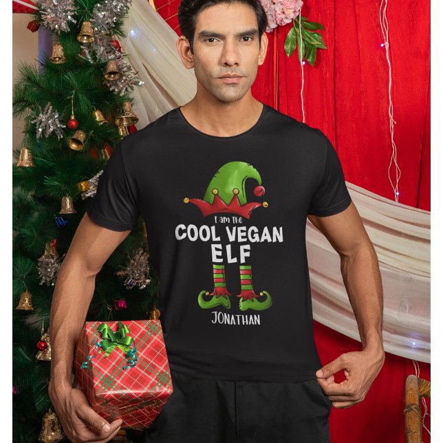 I am The Cool Vegan Elf Funny Elf T-Shirt (Von Creator hochgeladen)