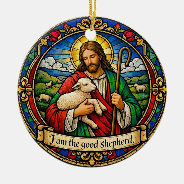 I Am the Good Shepherd Round Ceramic Ornament (Vorne)