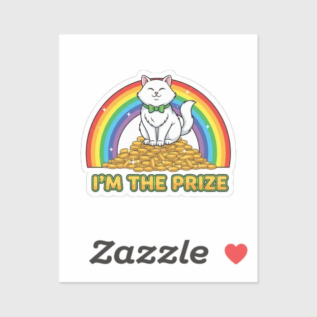 I Am The Prize Cat At End Of Rainbow St Patrick Aufkleber (Blatt)
