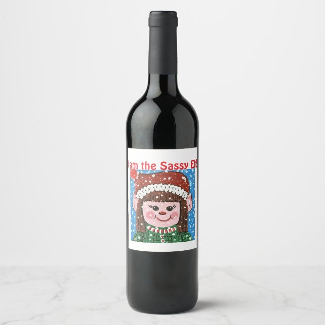 I am the Sassy Elf Wine Label Weinetikett (Vorderseite)