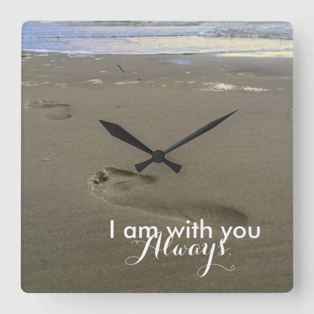 I Am With You Quadratische Wanduhr (Vorderseite)