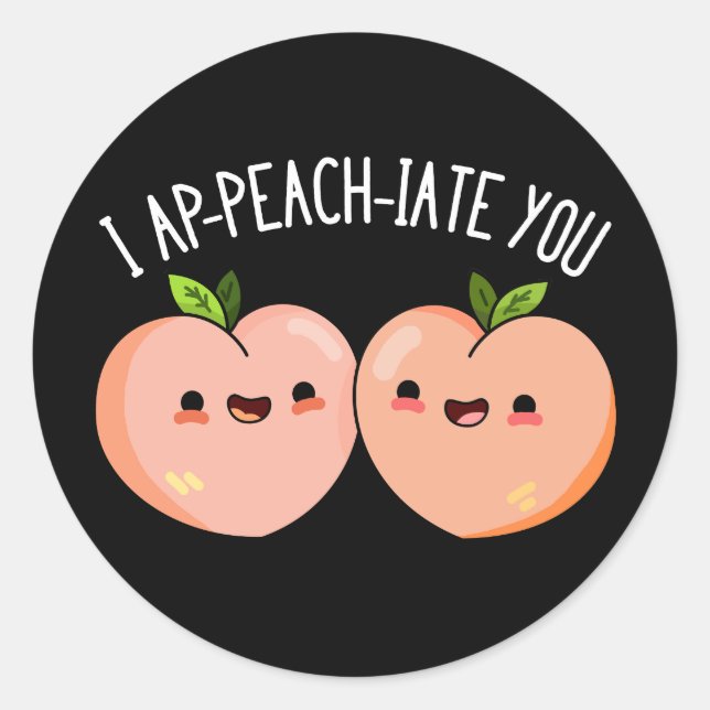 I apfirate you Funny Peach Pun Dark BG Runder Aufkleber (Vorderseite)