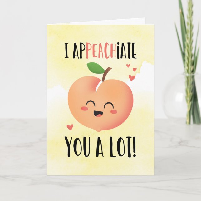 I apPEACHiate you drôle carte de remerciements pêc (Devant)