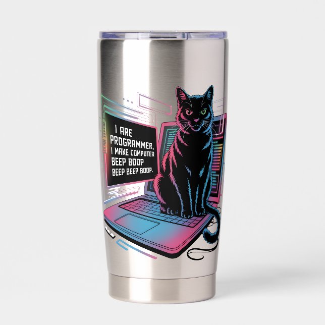 I are programmer, I make computer BEEP BOOP BEEP Thermobecher (Vorderseite)