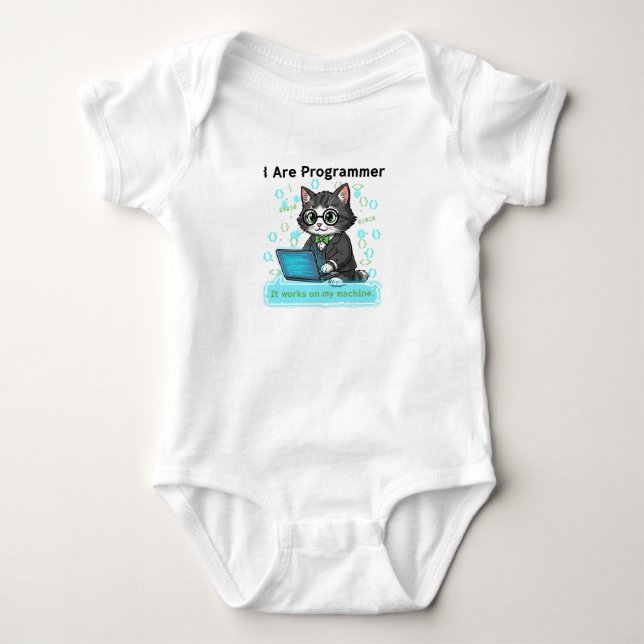 I Are Programmer Whimsical Cat Developer Graphic Baby Strampler (Vorderseite)