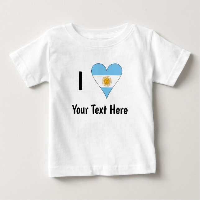 I (Argentine Flag Heart LOVE) Your Text Baby T-shirt (Vorderseite)
