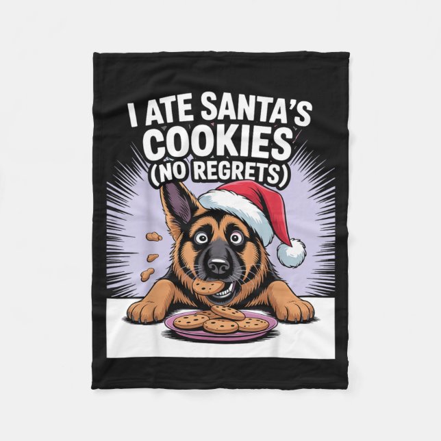 I Ate Santas Cookies Puppy Funny Christmas German  Fleecedecke (Vorderseite)