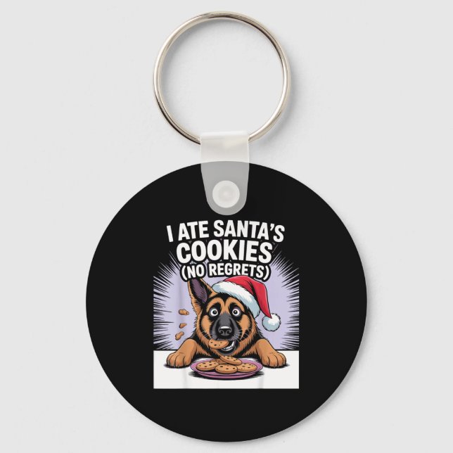I Ate Santas Cookies Puppy Funny Christmas German  Schlüsselanhänger (Vorderseite)