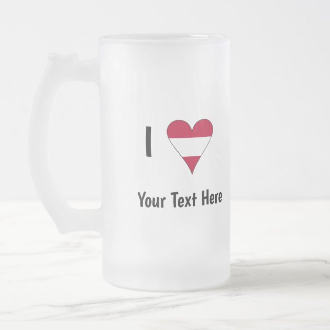 I (Austrian Flag Heart Love) Your Text Mattglas Bierglas (Links)