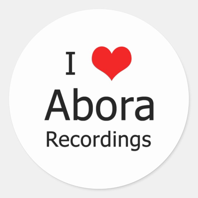 I ♥ Autocollant rond d'enregistrement Abora (6 gro (Devant)