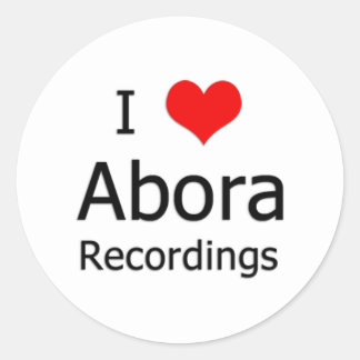 I ♥ Autocollant rond d'enregistrement Abora (petit