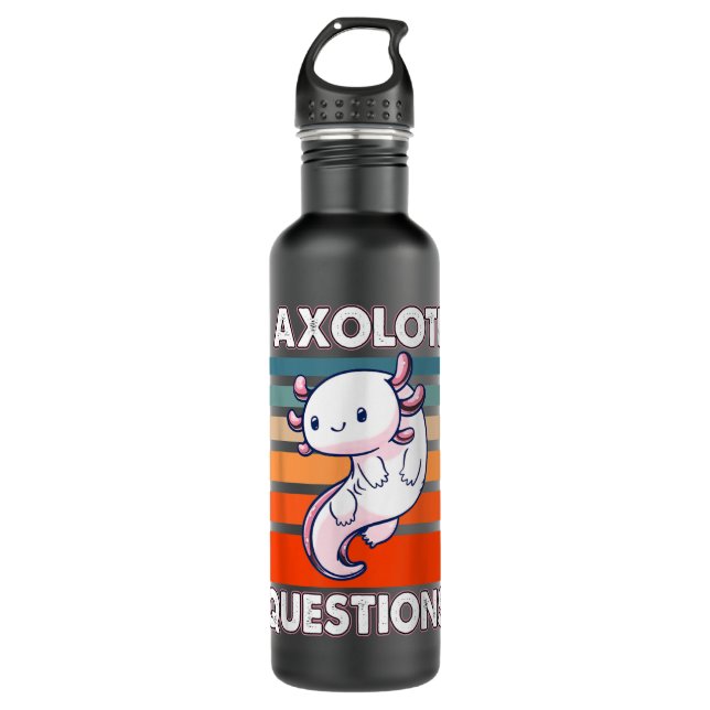 I Axolotl Fragen Niedlich Axolotl Edelstahlflasche (Vorderseite)