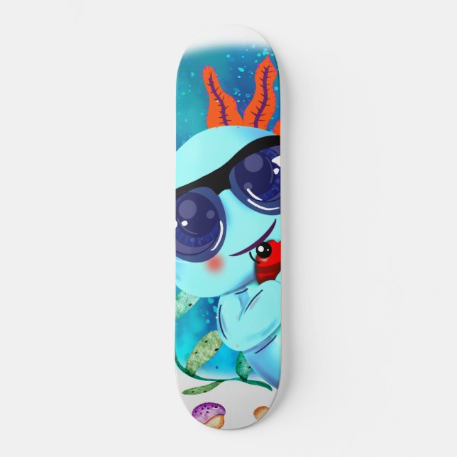 I Axolotl Fragen, Niedliches Axolotl Zitat Skateboard (Vorderseite)