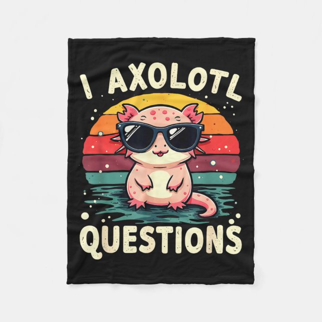 I Axolotl Questions Cute Funny Retro Sunset Design Fleecedecke (Vorderseite)