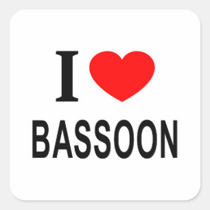 I ❤️ BASSOON I LIEBE BASSOON I HERZBASSOON QUADRATISCHER AUFKLEBER