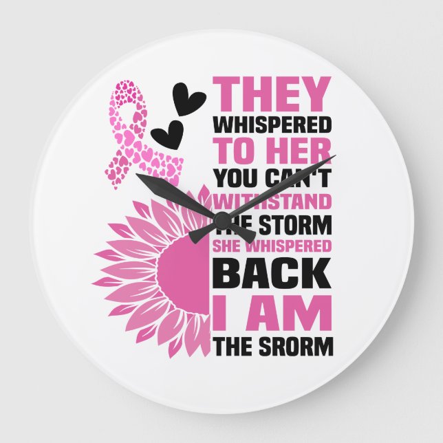 "I Be the Storm" Inspiration Pink Zitat Design Große Wanduhr (Vorderseite)