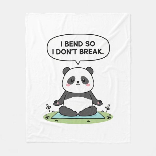 “I Bend So I Don’t Break” panda design Fleecedecke (Vorderseite)