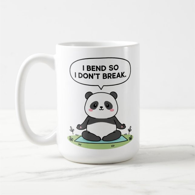 “I Bend So I Don’t Break” panda design Kaffeetasse (Links)