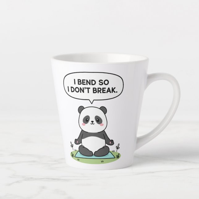 “I Bend So I Don’t Break” panda design Milchtasse (Rechts)