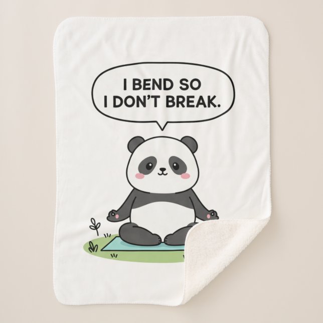 “I Bend So I Don’t Break” panda design Sherpadecke (Vorderseite)