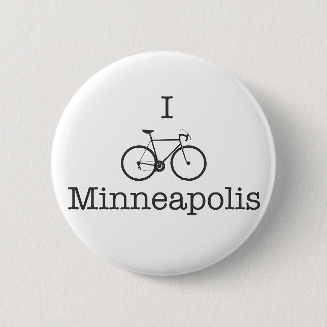 I Bike Minneapolis - Schwarzer Text Button (Vorderseite)