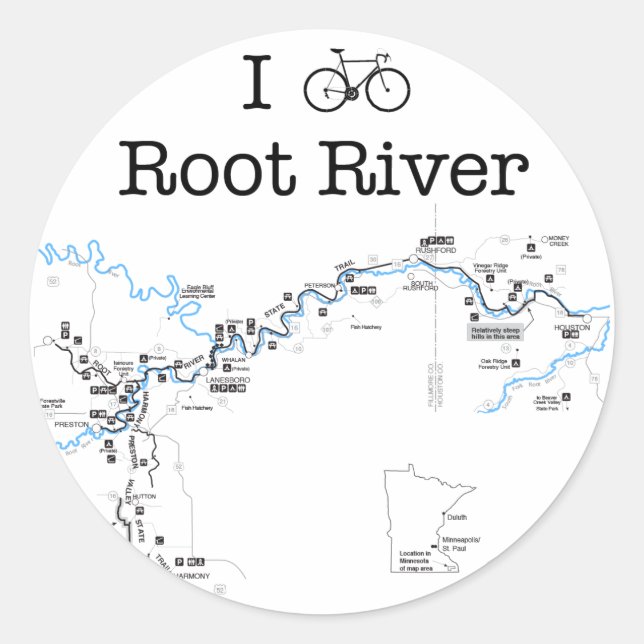 I Bike Root River Runder Aufkleber (Vorderseite)