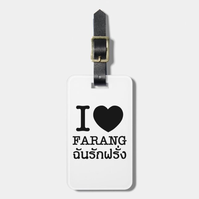 I Black Heart (Liebe) Farang Gepäckanhänger (Vorderseite vertikal)