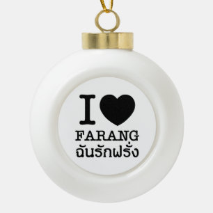 I Black Heart (Liebe) Farang Keramik Kugel-Ornament