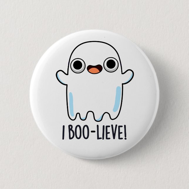 I Boo-lieve Funny Positive Ghost Pun Button (Vorderseite)