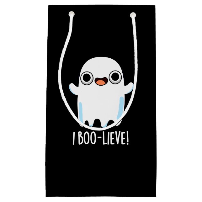I Boo-lieve Funny Positive Ghost Pun Dark BG Kleine Geschenktüte (Vorderseite)