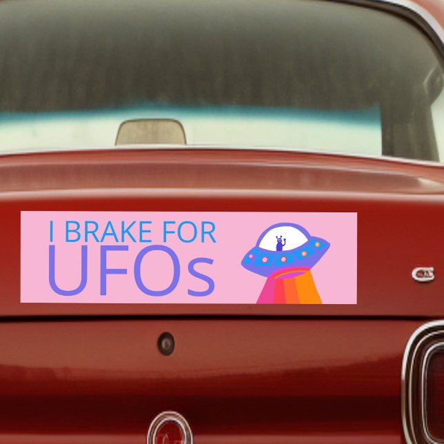 I BRAKE FOR UFOS Niedliche Alien Raumschiff Autoaufkleber (I BRAKE FOR UFOS Cute Alien Spaceship hand drawn Bumper Sticker
)