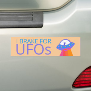 I BRAKE FOR UFOS Niedliche Alien Raumschiff Autoaufkleber