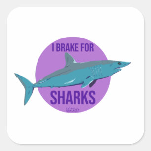 I Break for Sharks Quadratischer Aufkleber