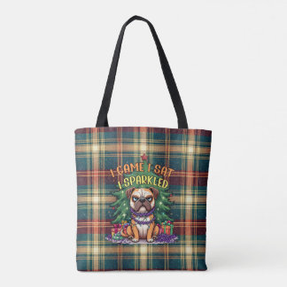I Came I Sat I Sparkled Funny Christmas Bulldog Tasche
