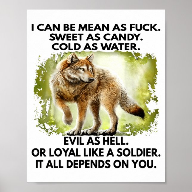 I Can Be Mean As For Sweet As Candy Cold As Water  Poster (Vorne)