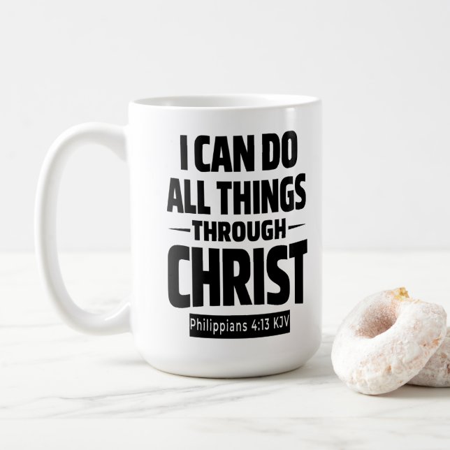 I Can Do All Things Philippians 4 13 KJV Mug Kaffeetasse (Mit Donut)