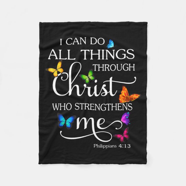 I Can Do All Things Through Christ Butterfly Art - Fleecedecke (Vorderseite)