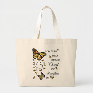I Can Do All Things Through Christ Butterfly Jumbo Stoffbeutel