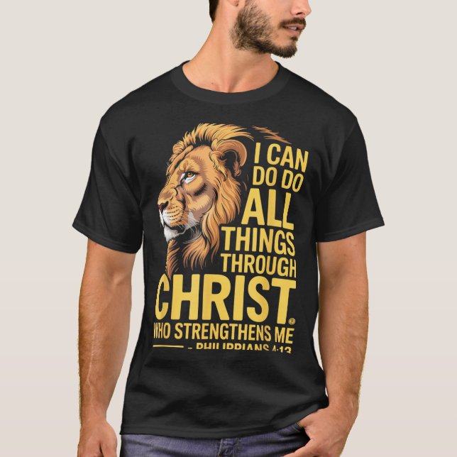 I Can Do All Things Through Christ, Cross Lino Chr T-Shirt (Vorderseite)